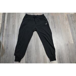 Gymshark Joggers Mens Large Black Fleece Sweatpants Tapered Athletic